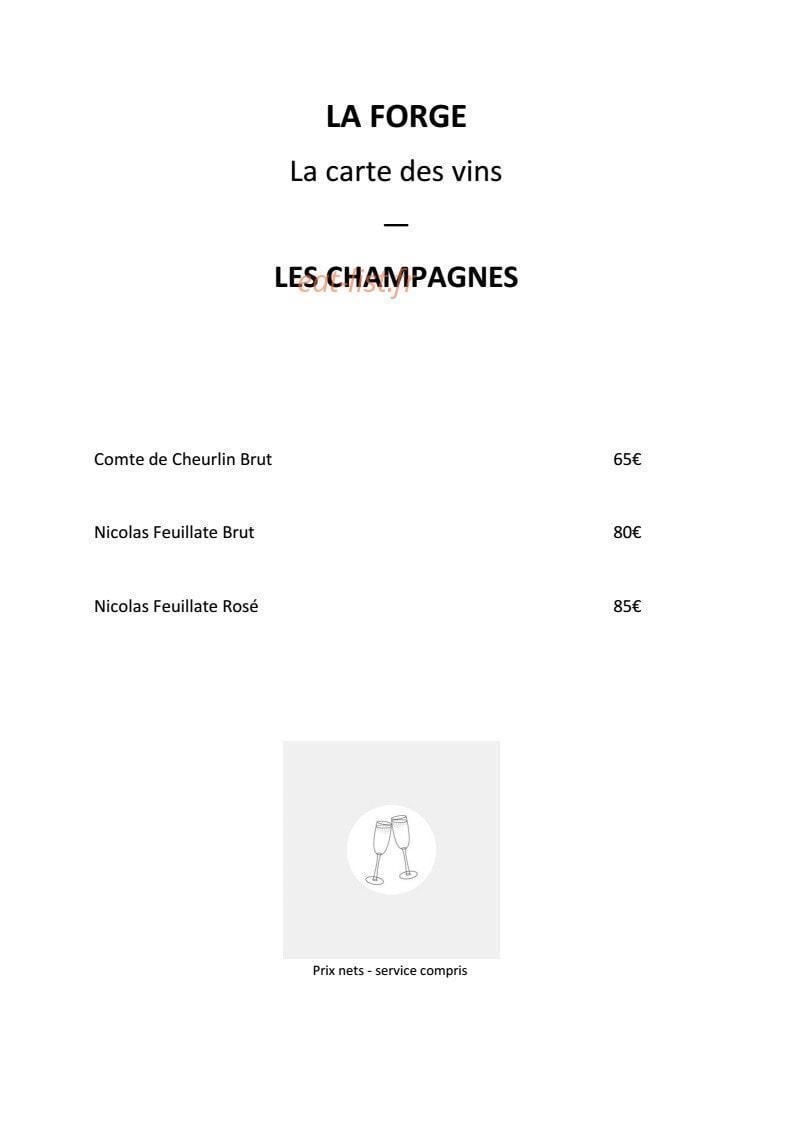 Restaurant La Forge — carte page 10