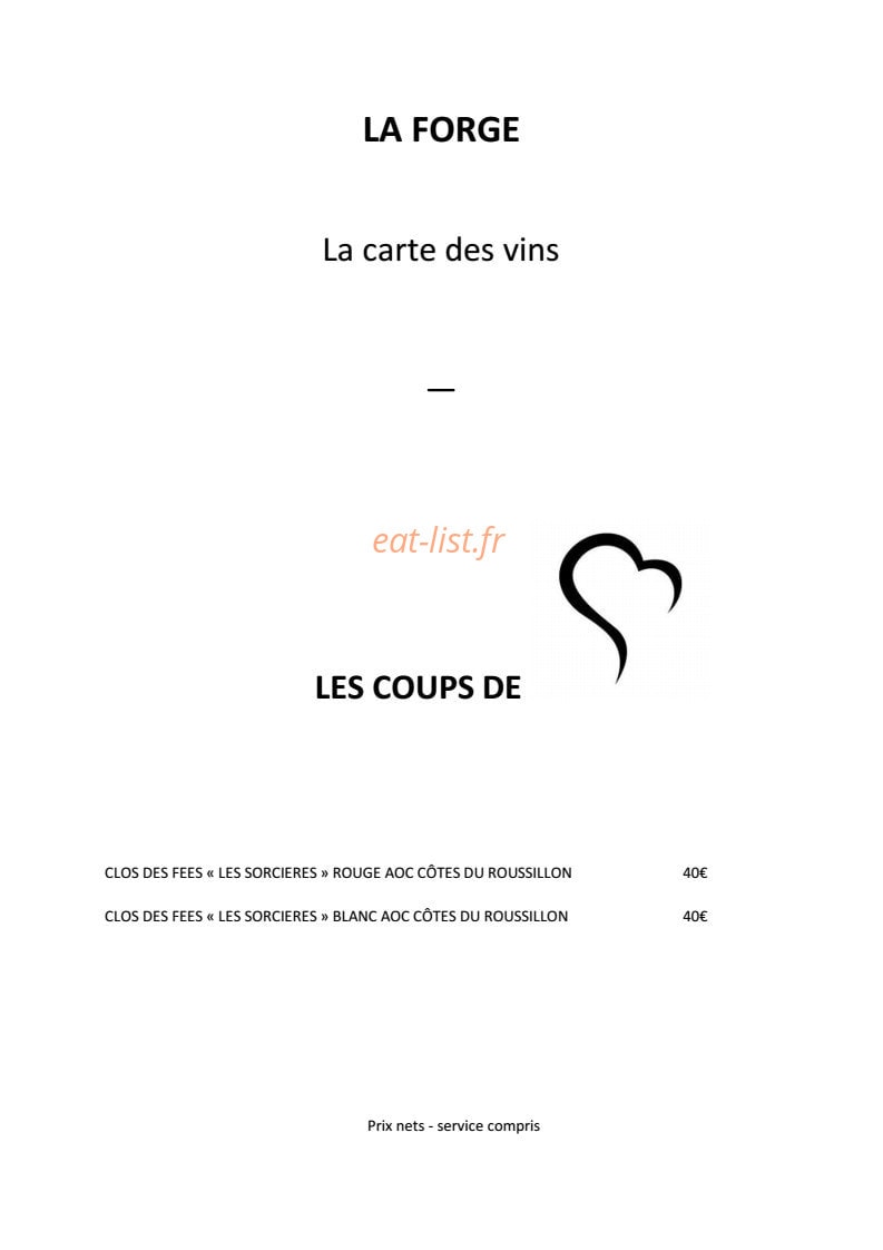 Restaurant La Forge — carte page 6