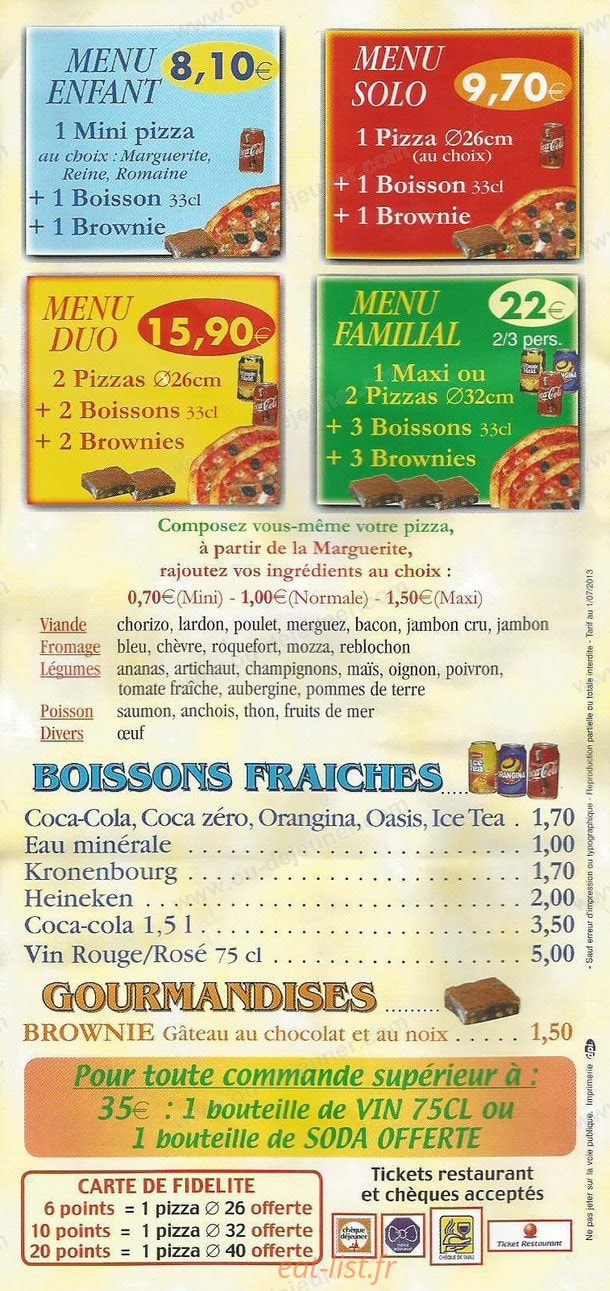 Tony Pizza — carte page 4