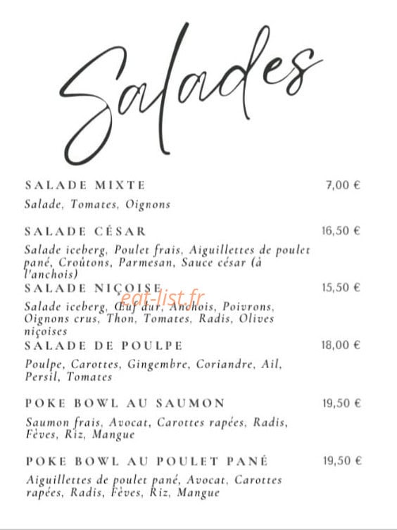 Au p'tit resto chez mimi — carte page 1