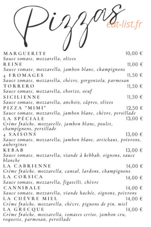 Au p'tit resto chez mimi — carte page 2