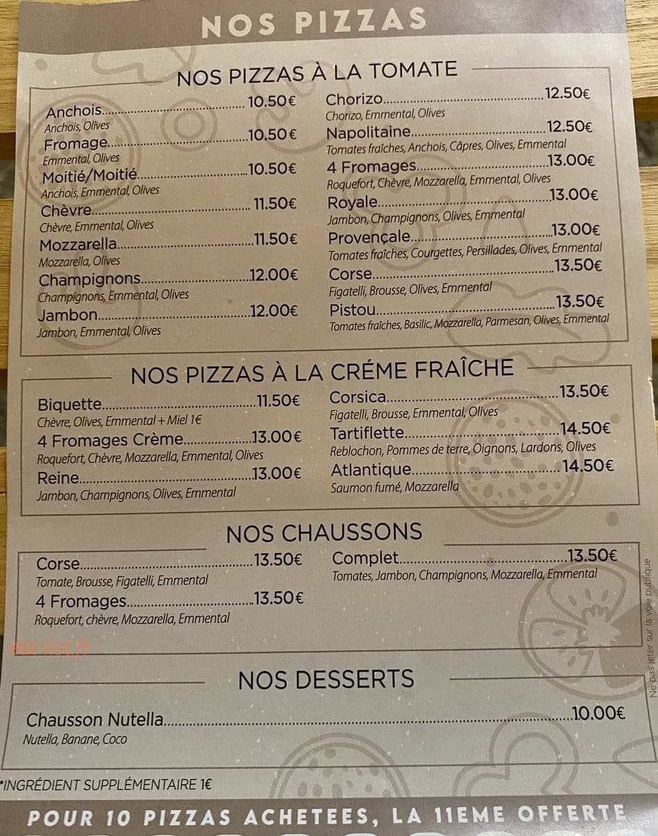 La Tour De Pizz’ — carte page 1