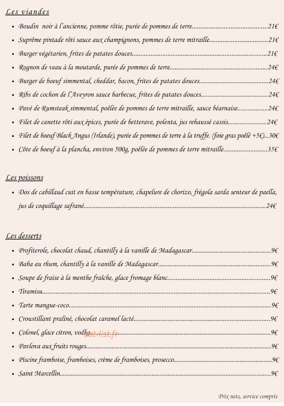 Le Bistro des Saveurs — carte page 4