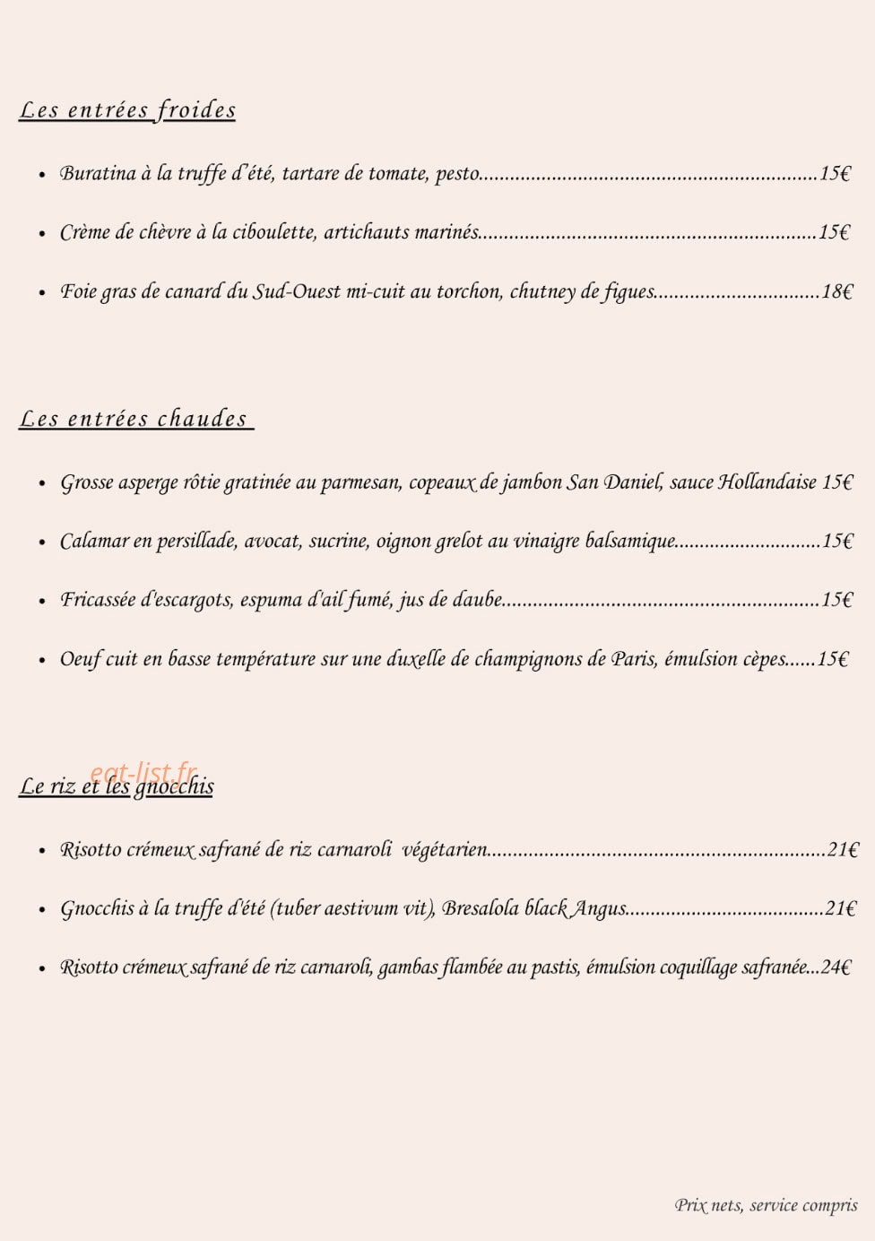 Le Bistro des Saveurs — carte page 3