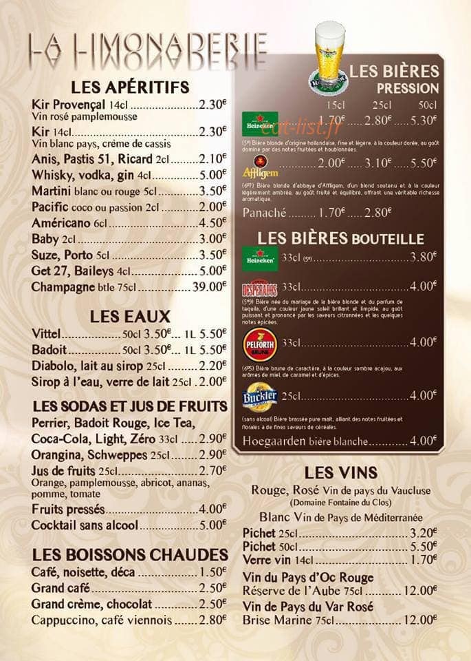 Brasserie de la Jeunesse — carte page 1