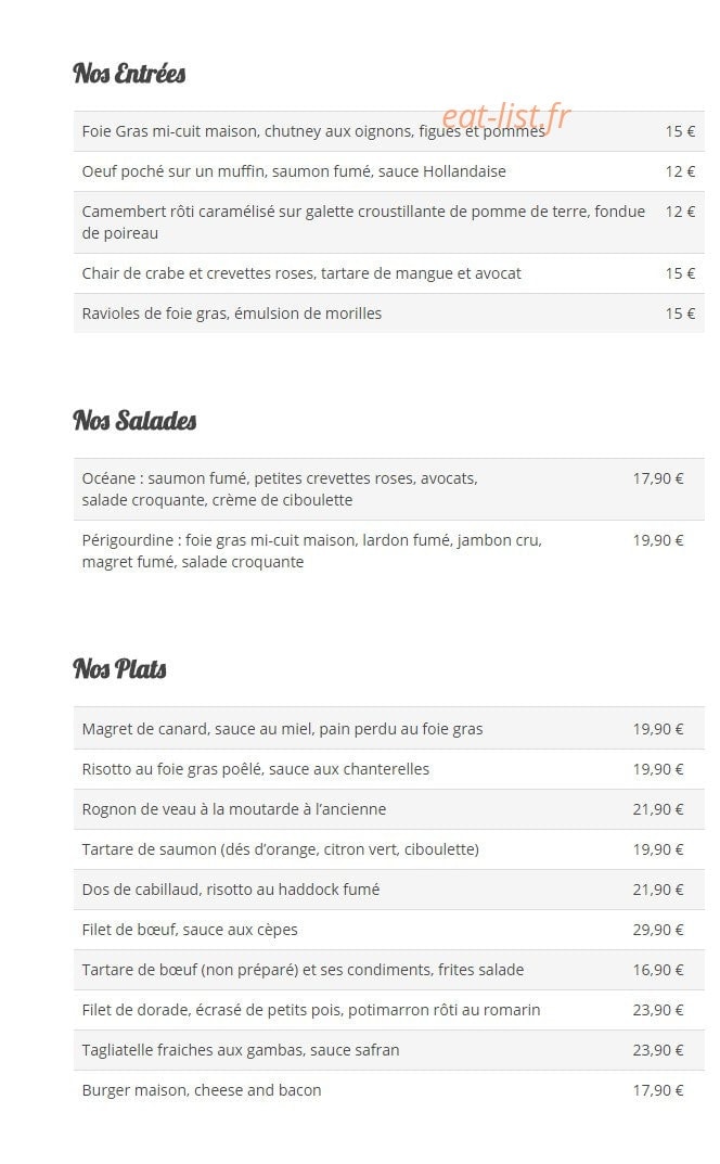 Le Paradisio — carte page 1