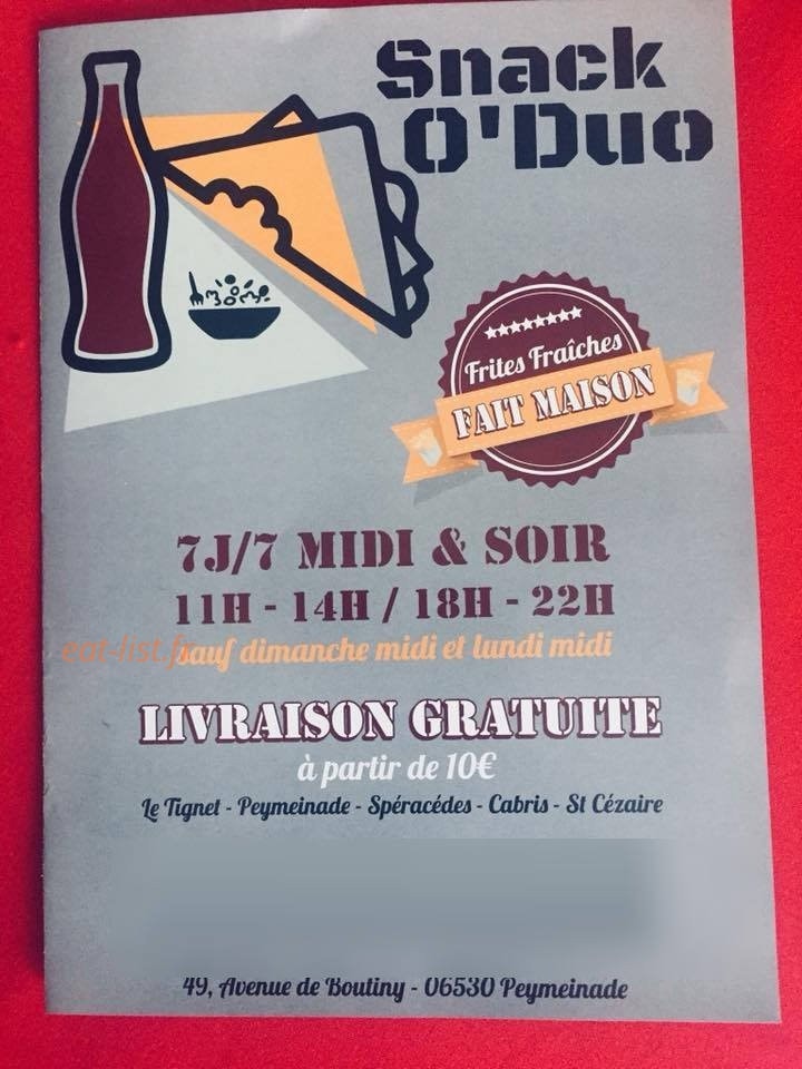 Snack o’duo — carte page 1