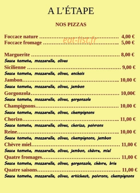 A L'étape — carte page 1
