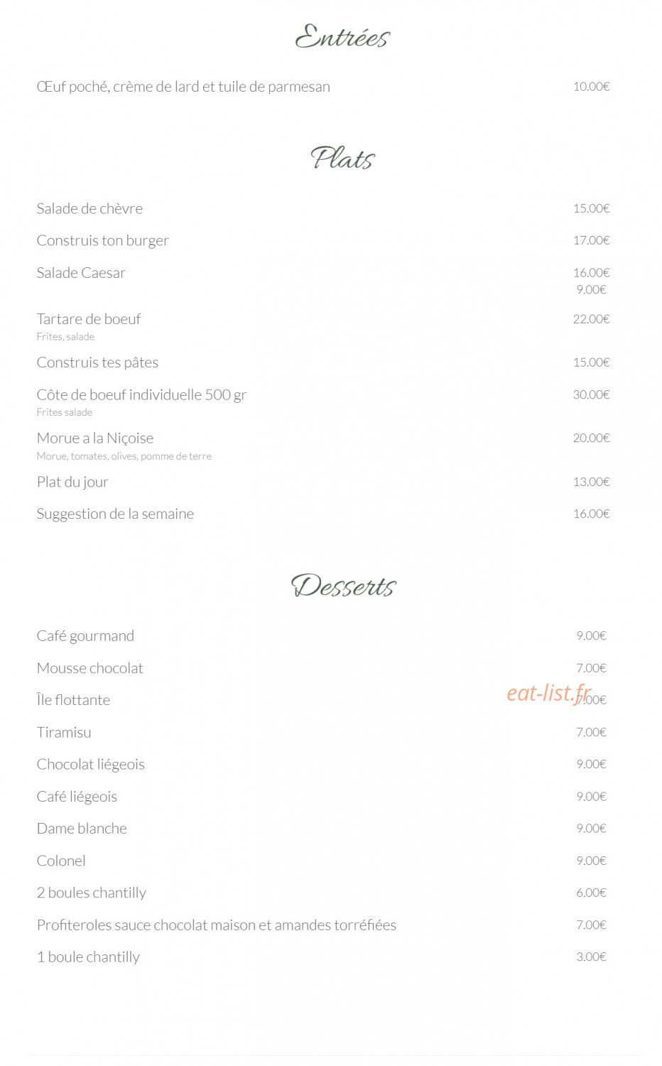La Cigale — carte page 1