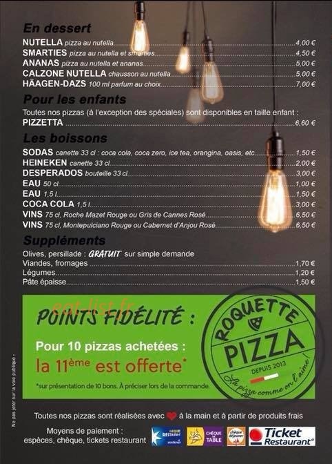 Roquette Pizza — carte page 4