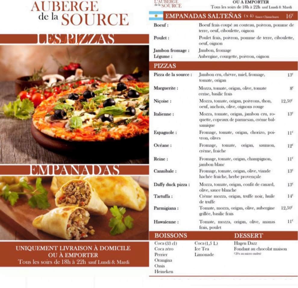 Auberge de la Source — carte page 8