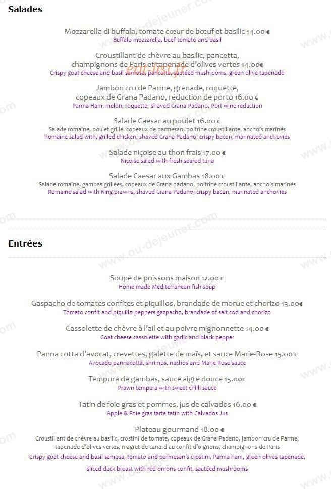 Auberge Provençale — carte page 1