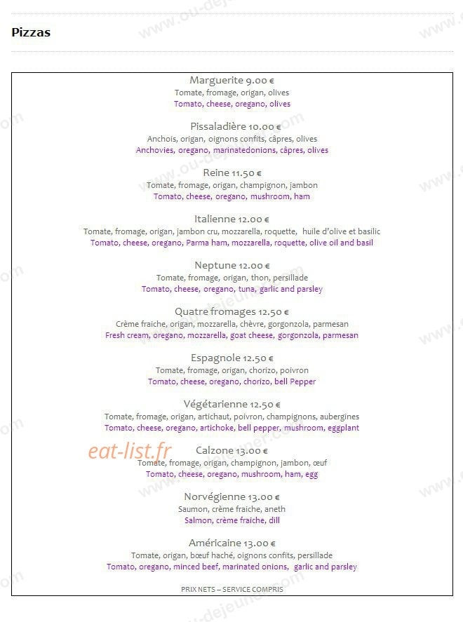 Auberge Provençale — carte page 3