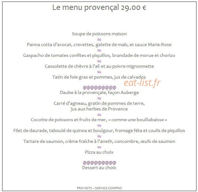 Auberge Provençale — carte page 6
