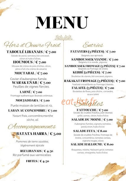 Bistro Libanais — carte page 2