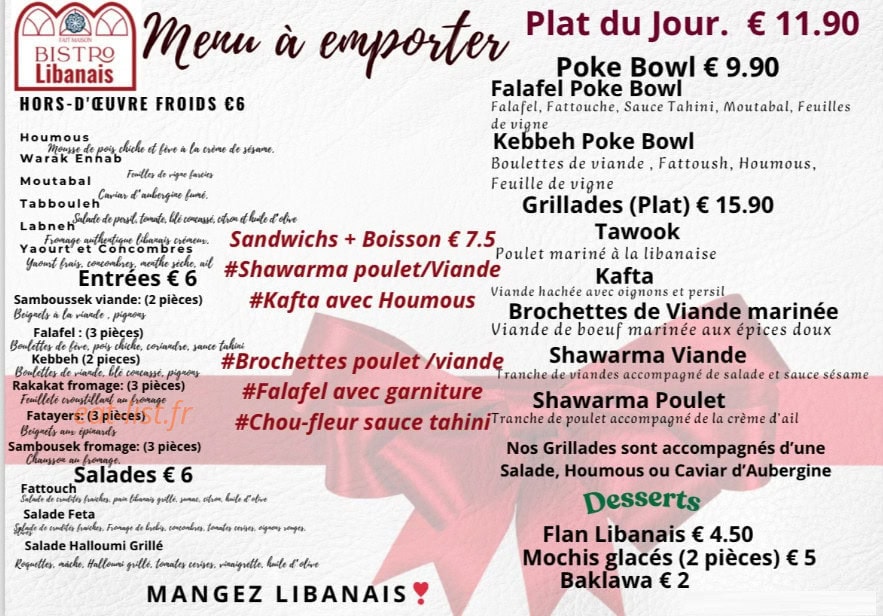 Bistro Libanais — carte page 1