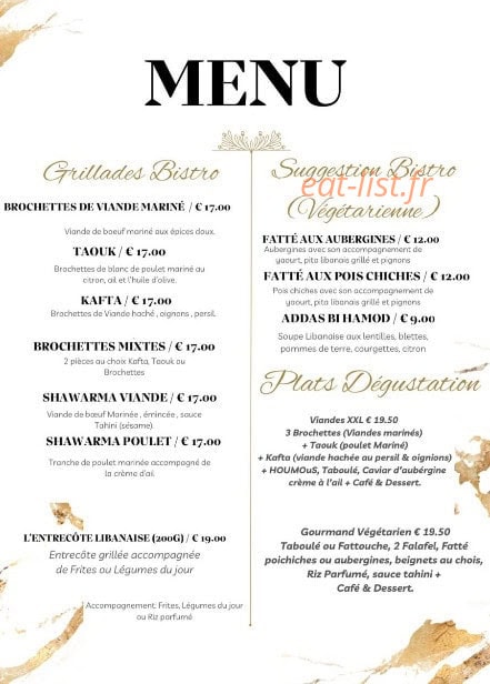Bistro Libanais — carte page 3