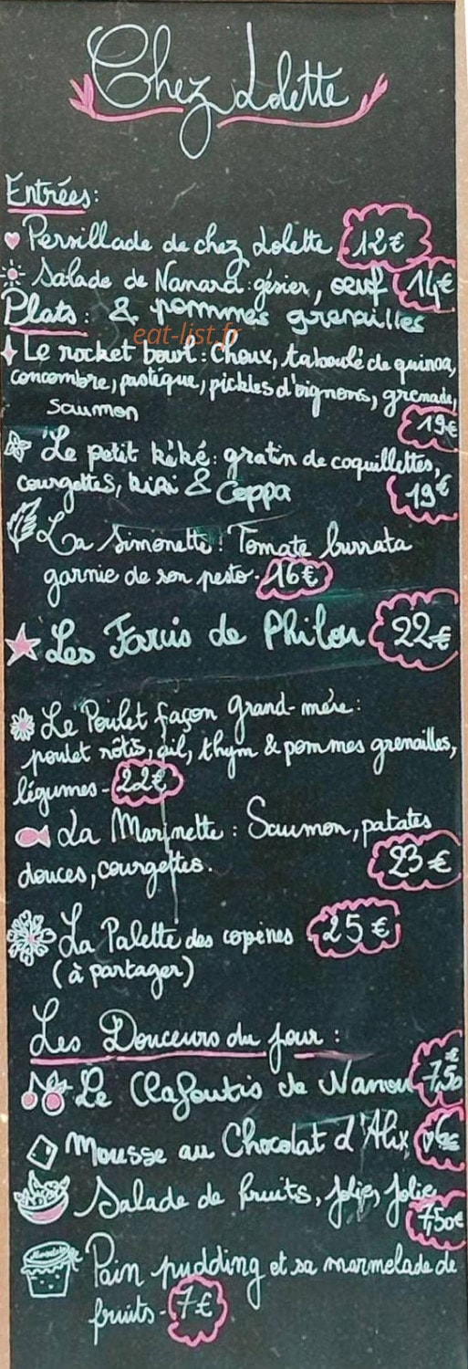 Chez Lolette — carte page 1