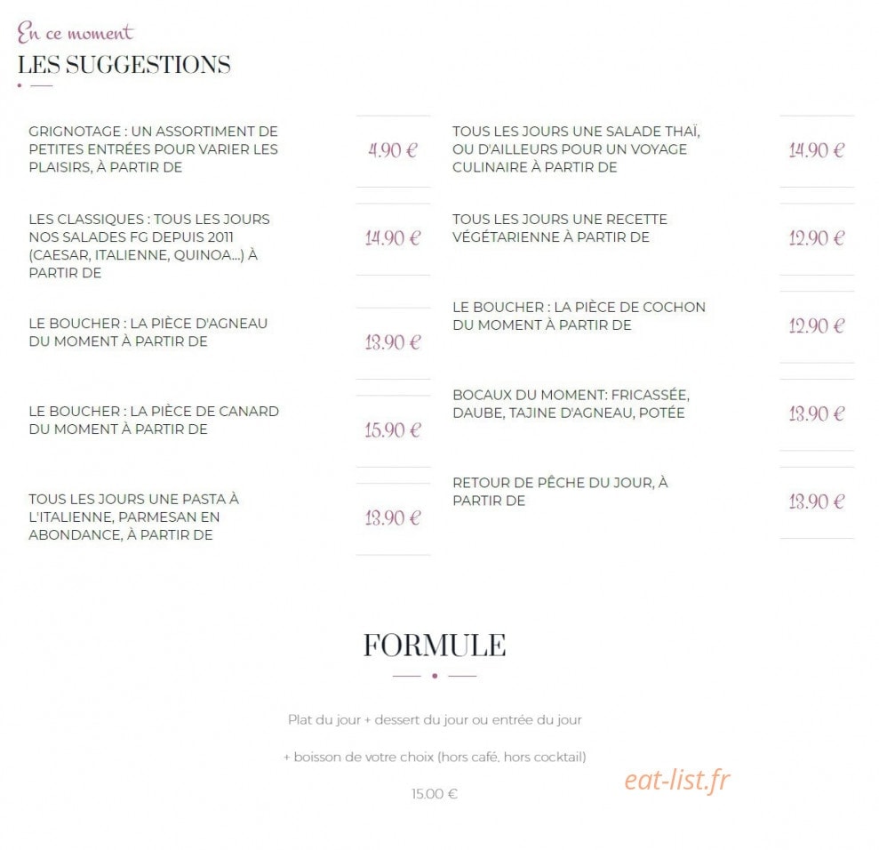 Fragon'Art Culinaire — carte page 2
