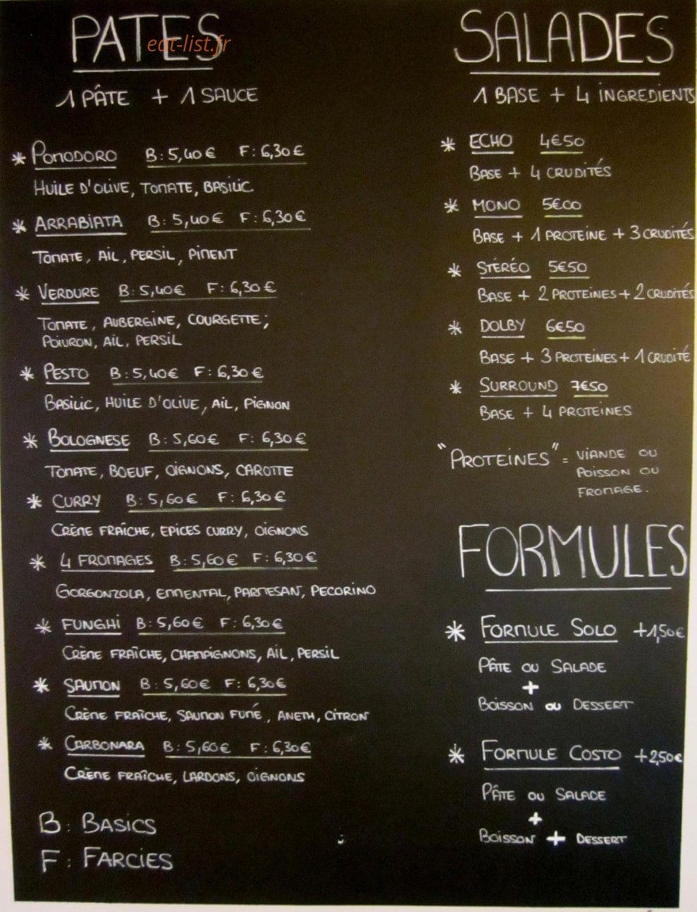 Fratelli Pasta Bar — carte page 1
