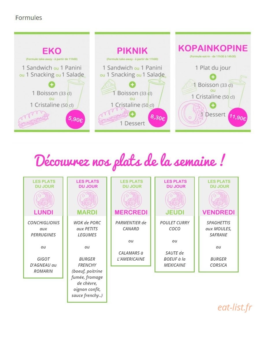 Kopain Kopine — carte page 1