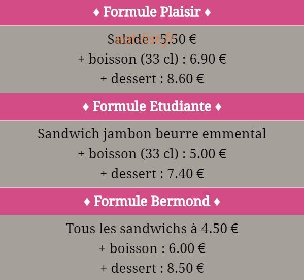 La boulange de bermond — carte page 1