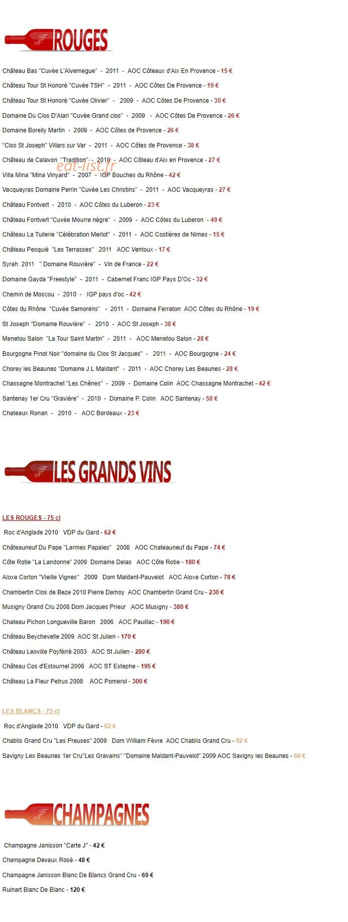 Le Bistrot du Sommelier — carte page 4