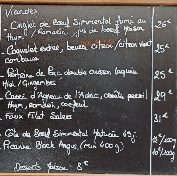 Meat & wine — carte page 2