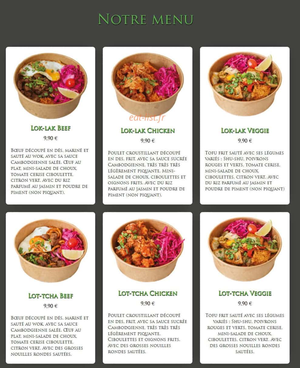 Carte et menu de Nâga Street food à Valbonne — Menu