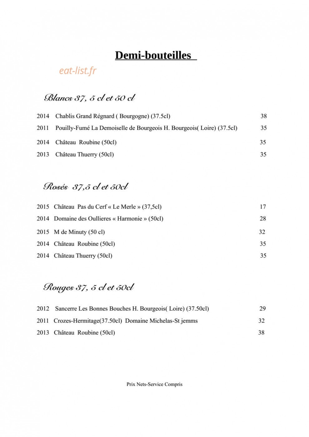 Restaurant Daniel Desavie — carte page 12