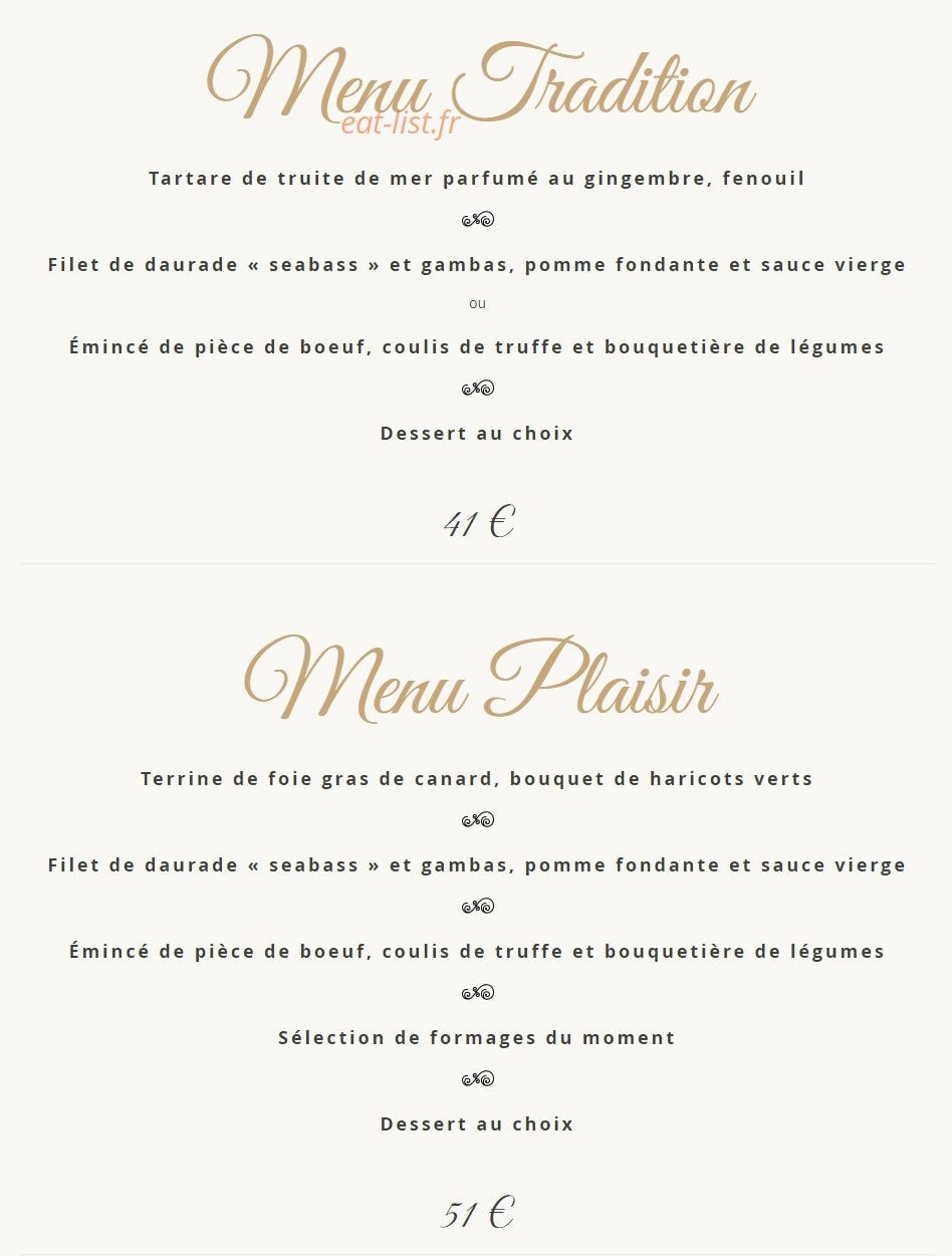 Restaurant Daniel Desavie — carte page 1