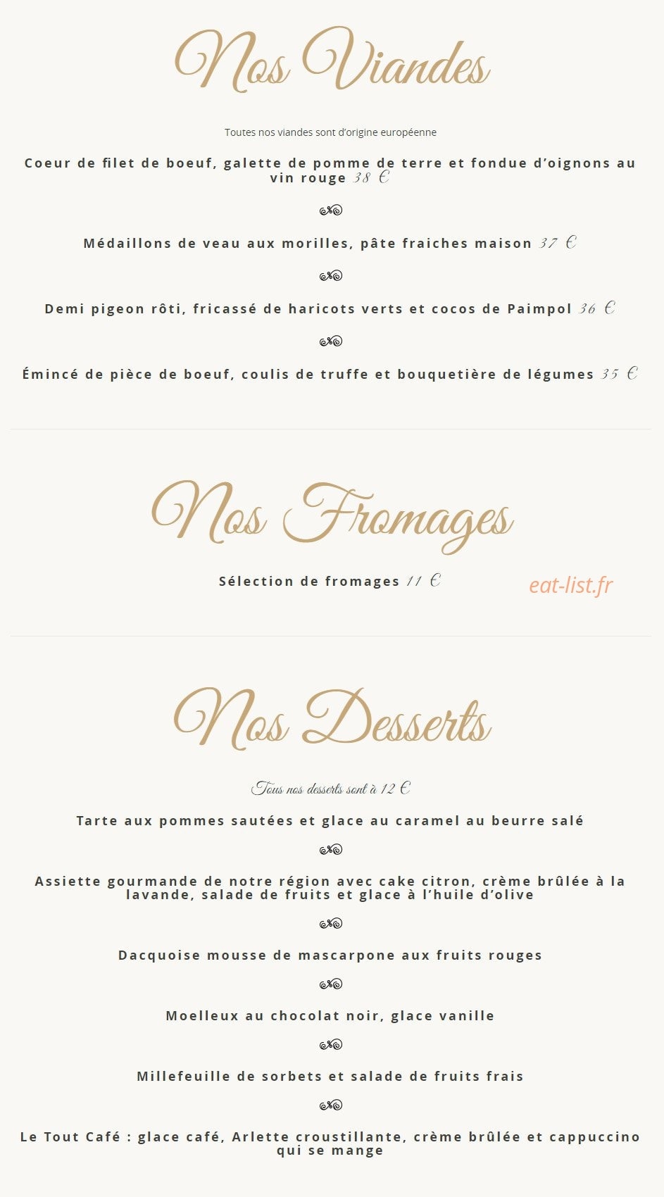 Restaurant Daniel Desavie — carte page 4