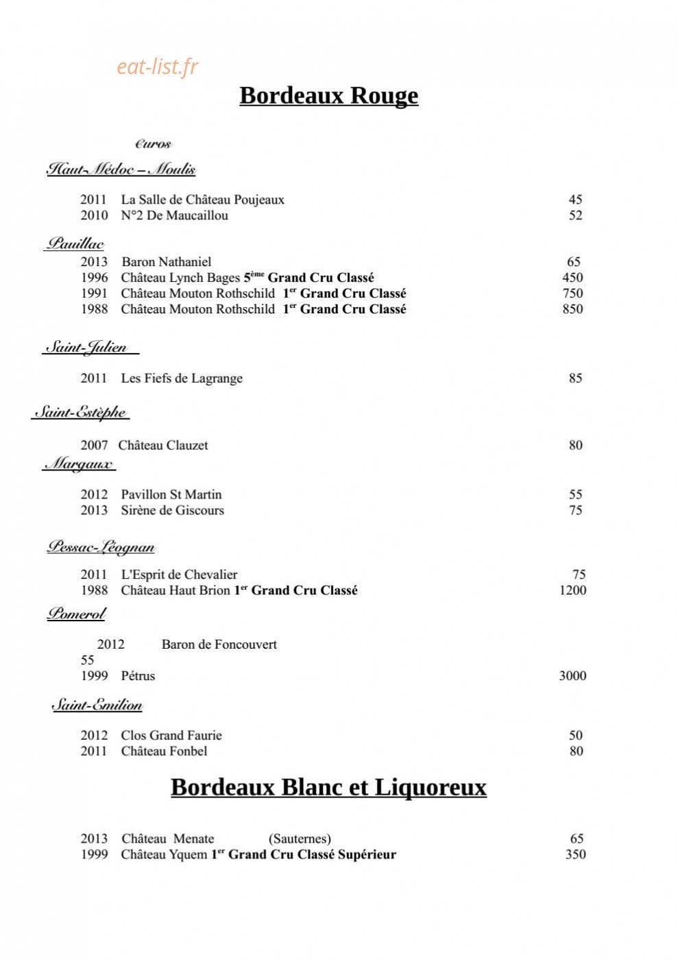 Restaurant Daniel Desavie — carte page 9