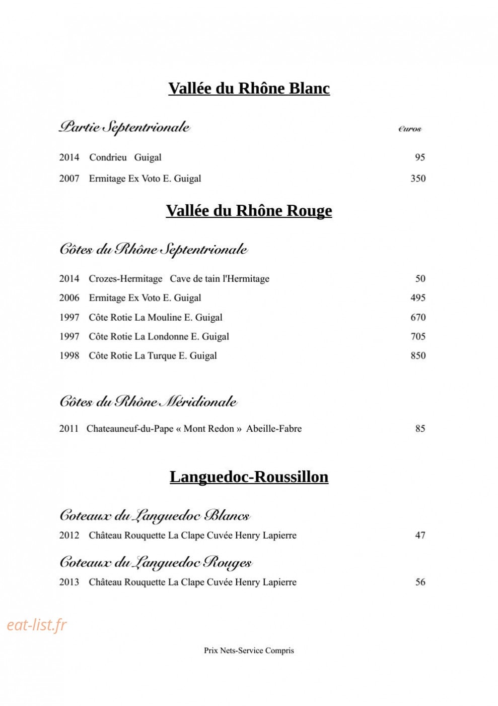 Restaurant Daniel Desavie — carte page 11