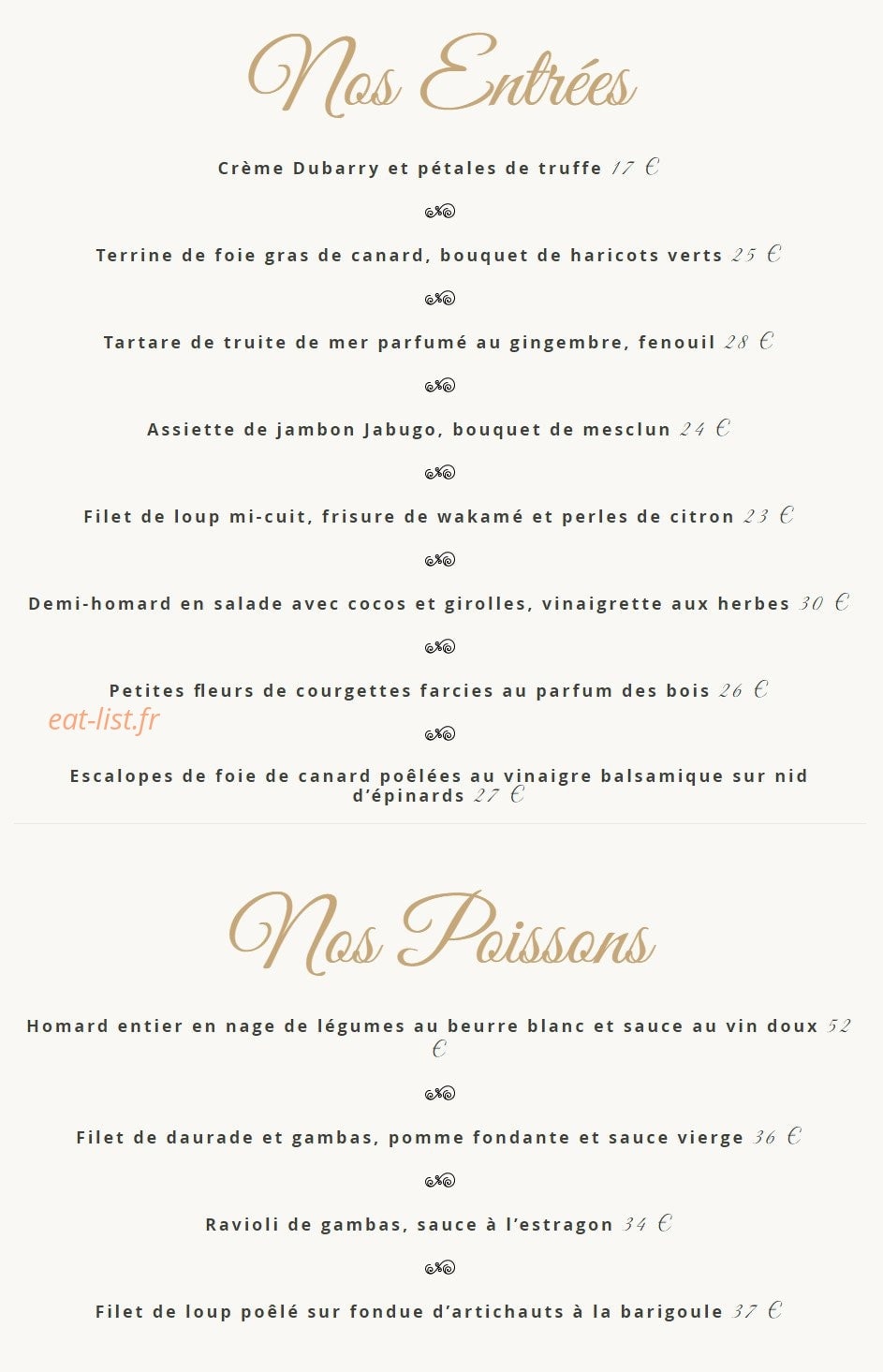 Restaurant Daniel Desavie — carte page 3