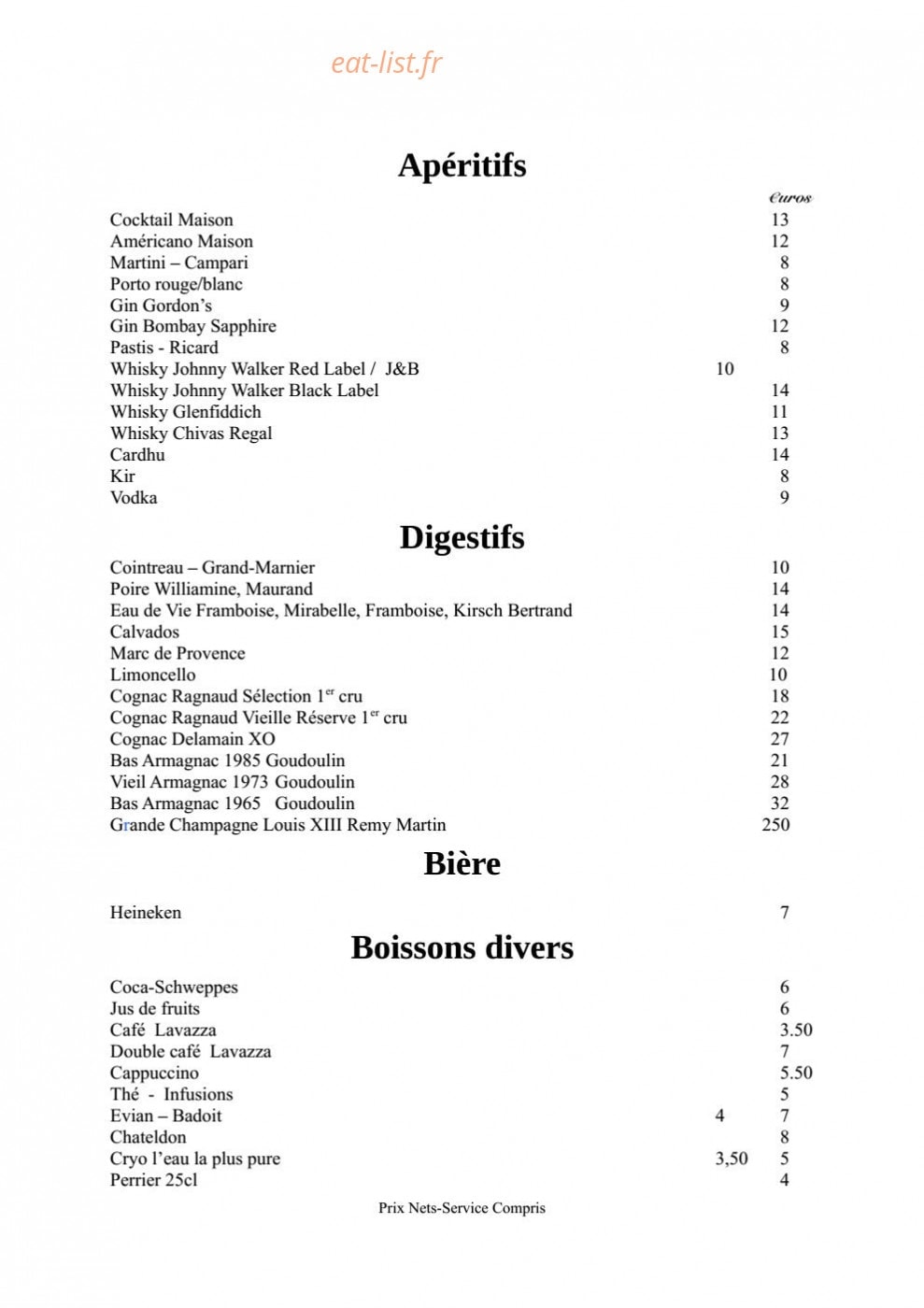 Restaurant Daniel Desavie — carte page 13
