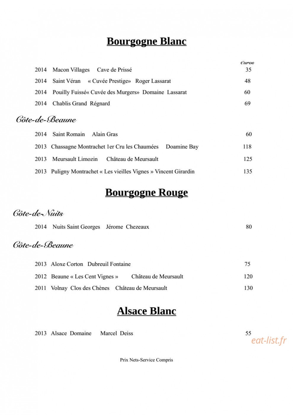 Restaurant Daniel Desavie — carte page 8