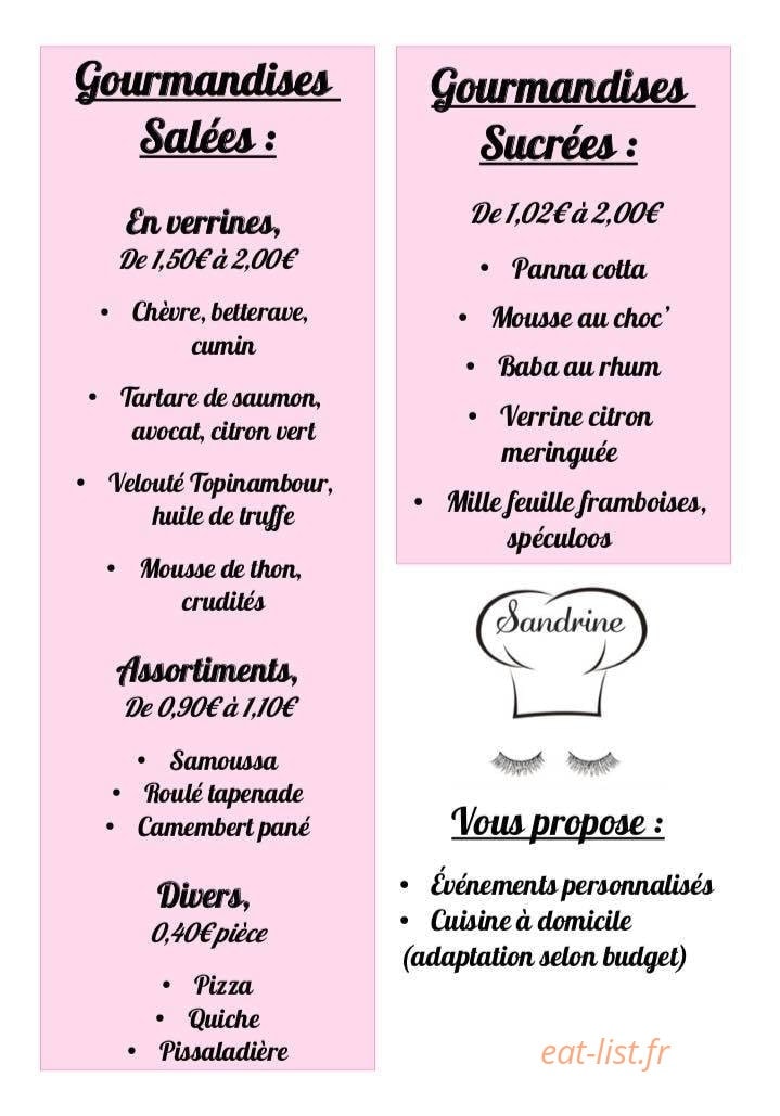 Sandrine Events — carte page 1