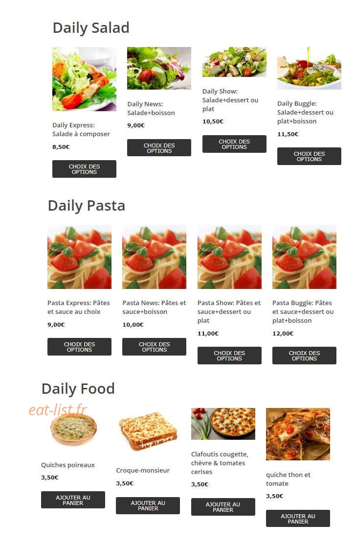 The Daily Cafe — carte page 1
