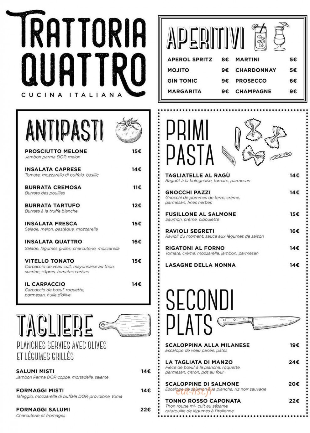  Trattoria  Quattro   Valbonne  carte menu  et photos