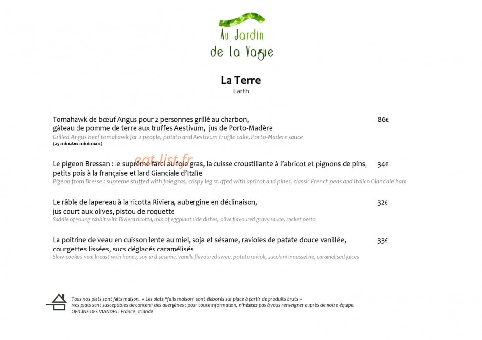 Au Jardin de la Vague — carte page 5