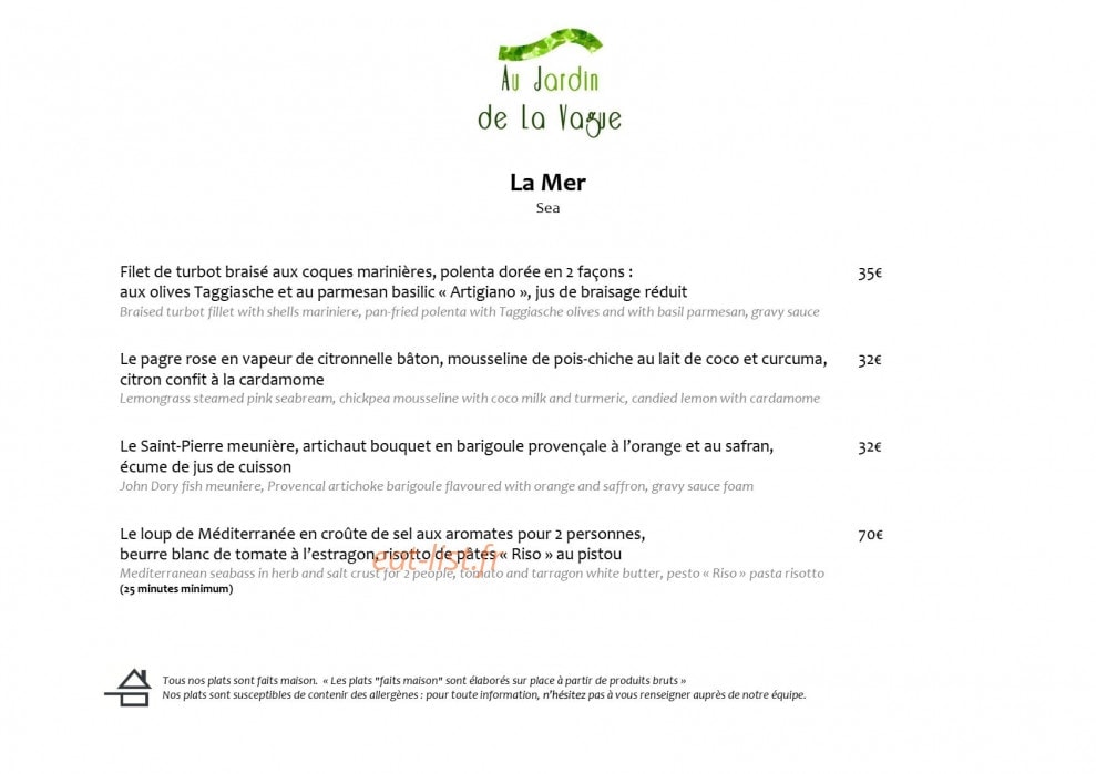 Au Jardin de la Vague — carte page 4