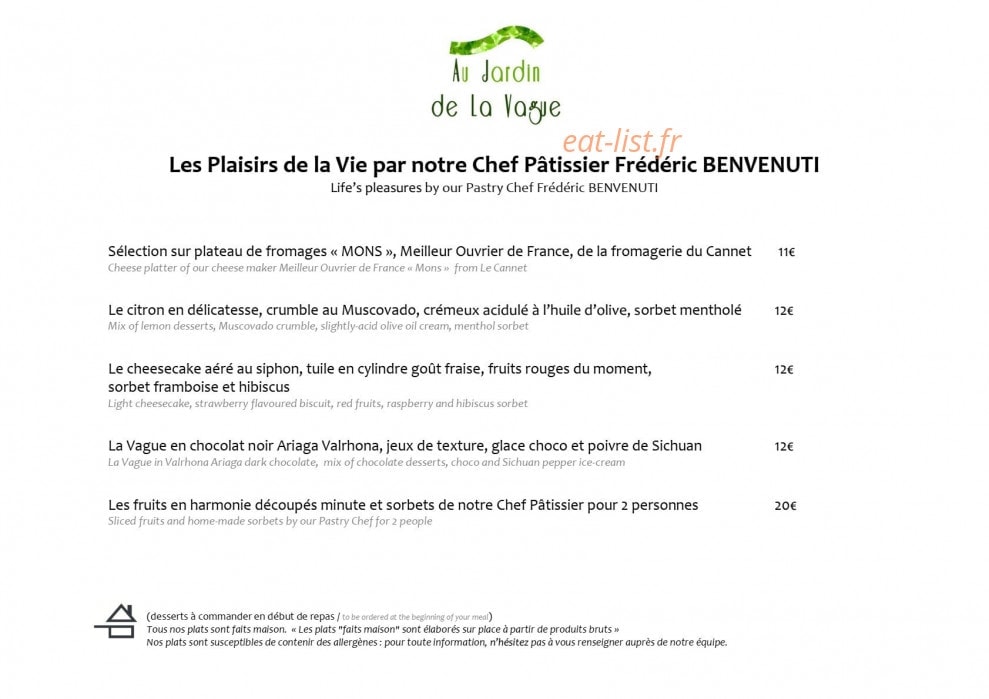 Au Jardin de la Vague — carte page 6