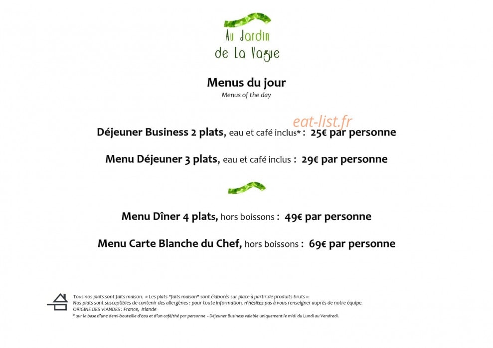 Au Jardin de la Vague — carte page 2