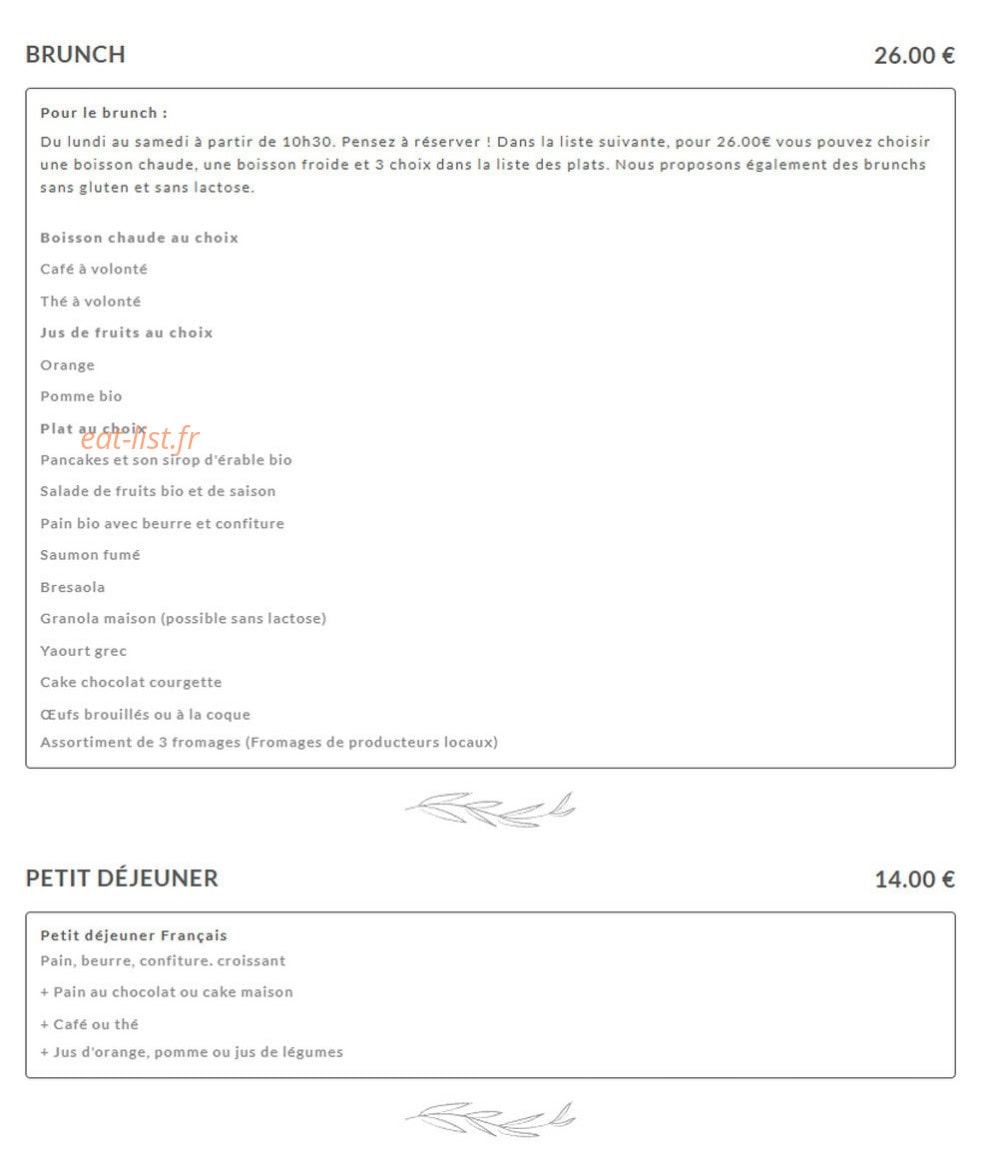 Café Timothé — carte page 1