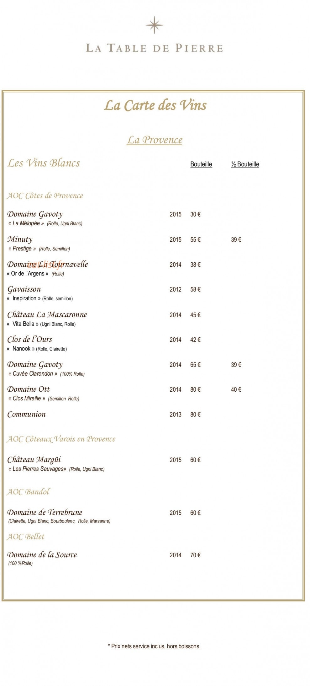 La Table de Pierre — carte page 5