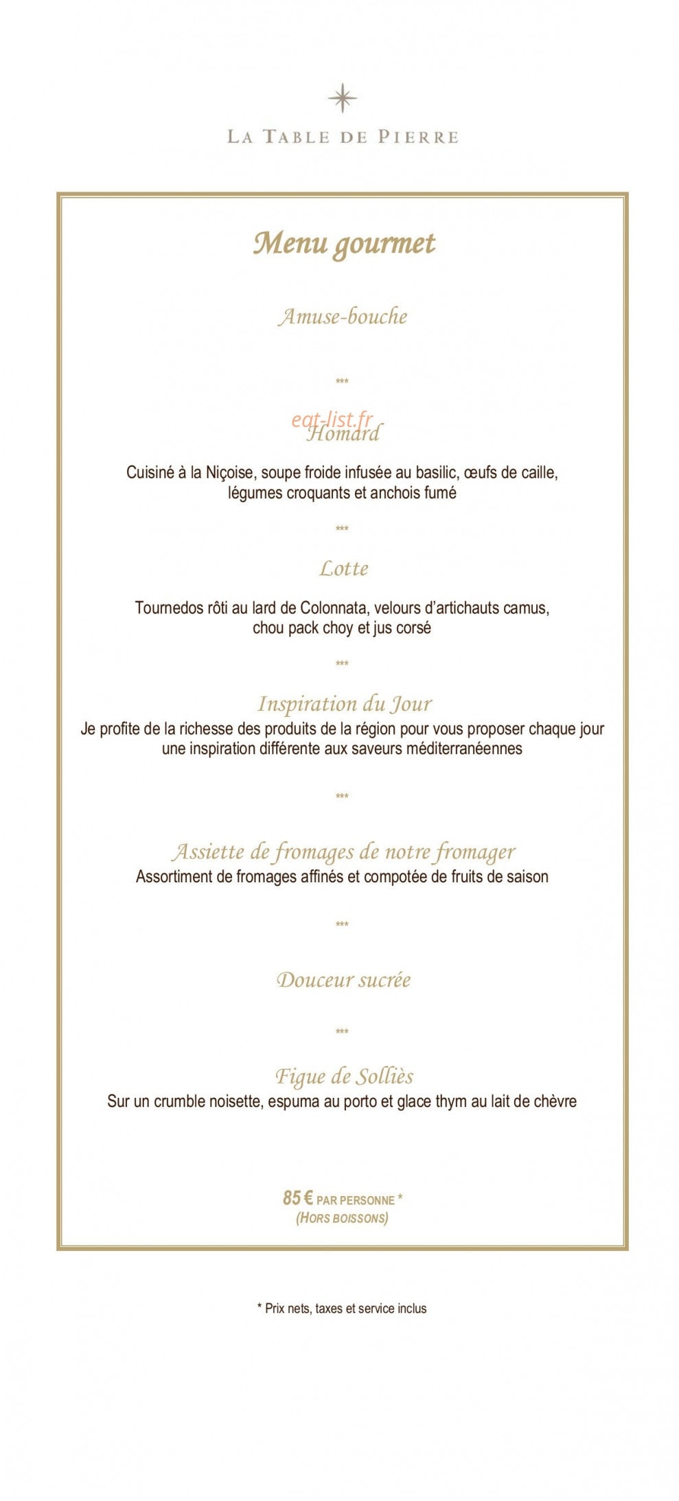 La Table de Pierre — carte page 3