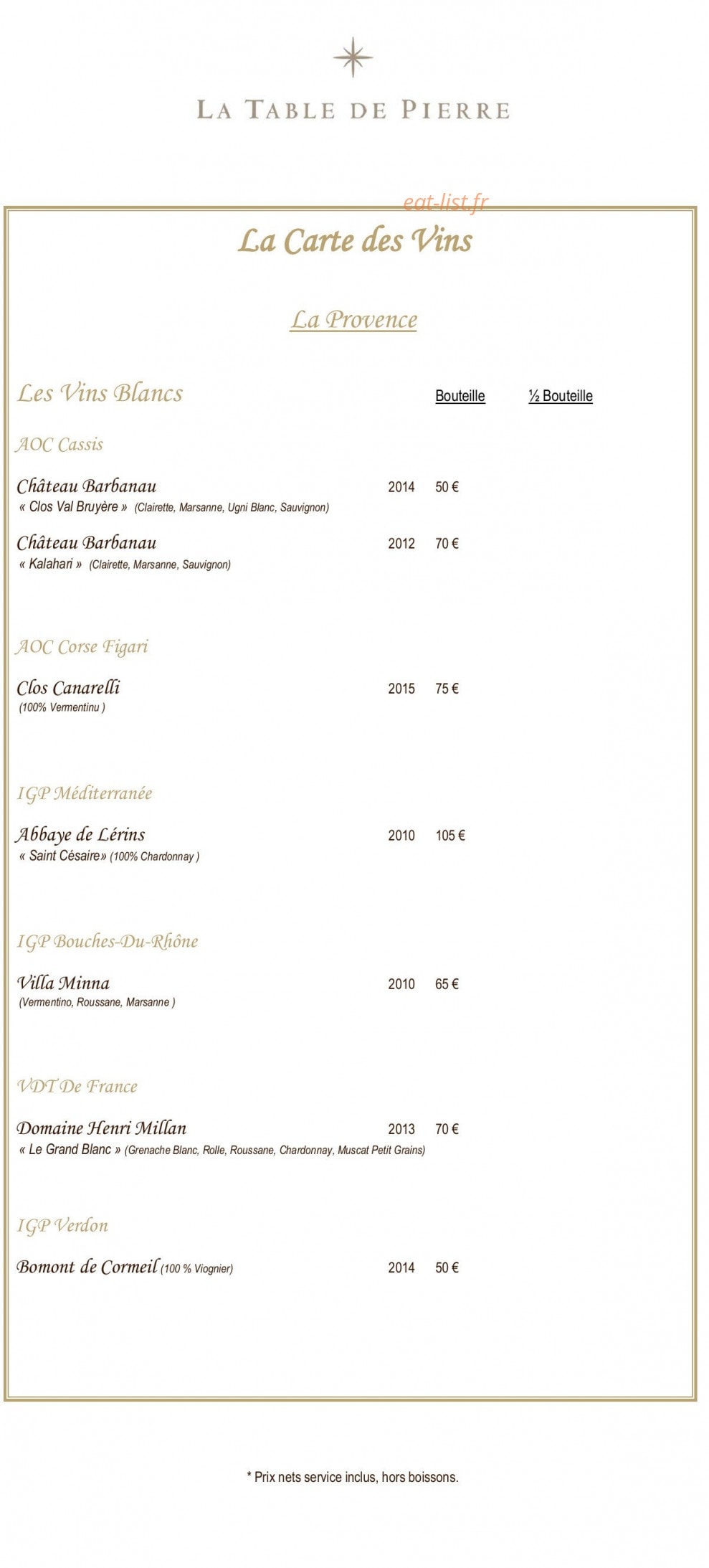 La Table de Pierre — carte page 6