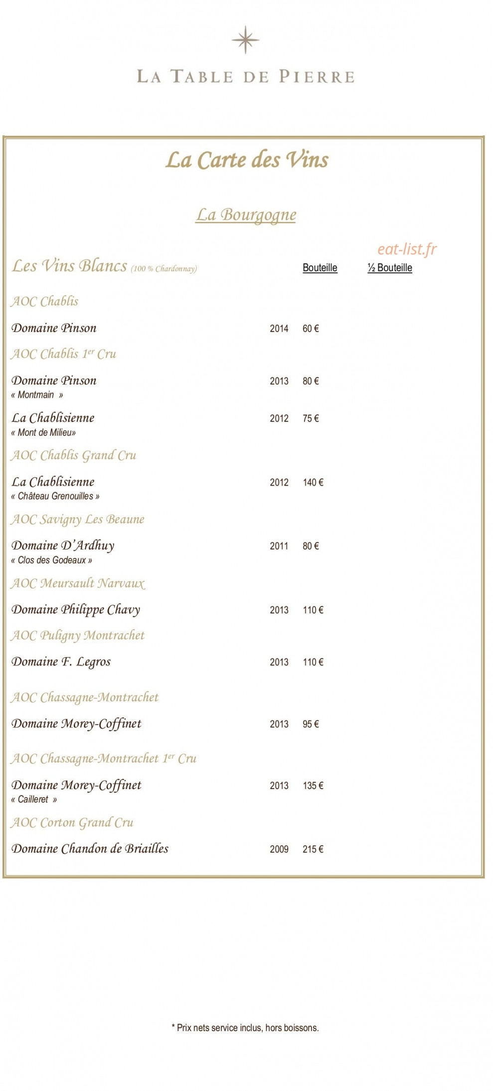 La Table de Pierre — carte page 12