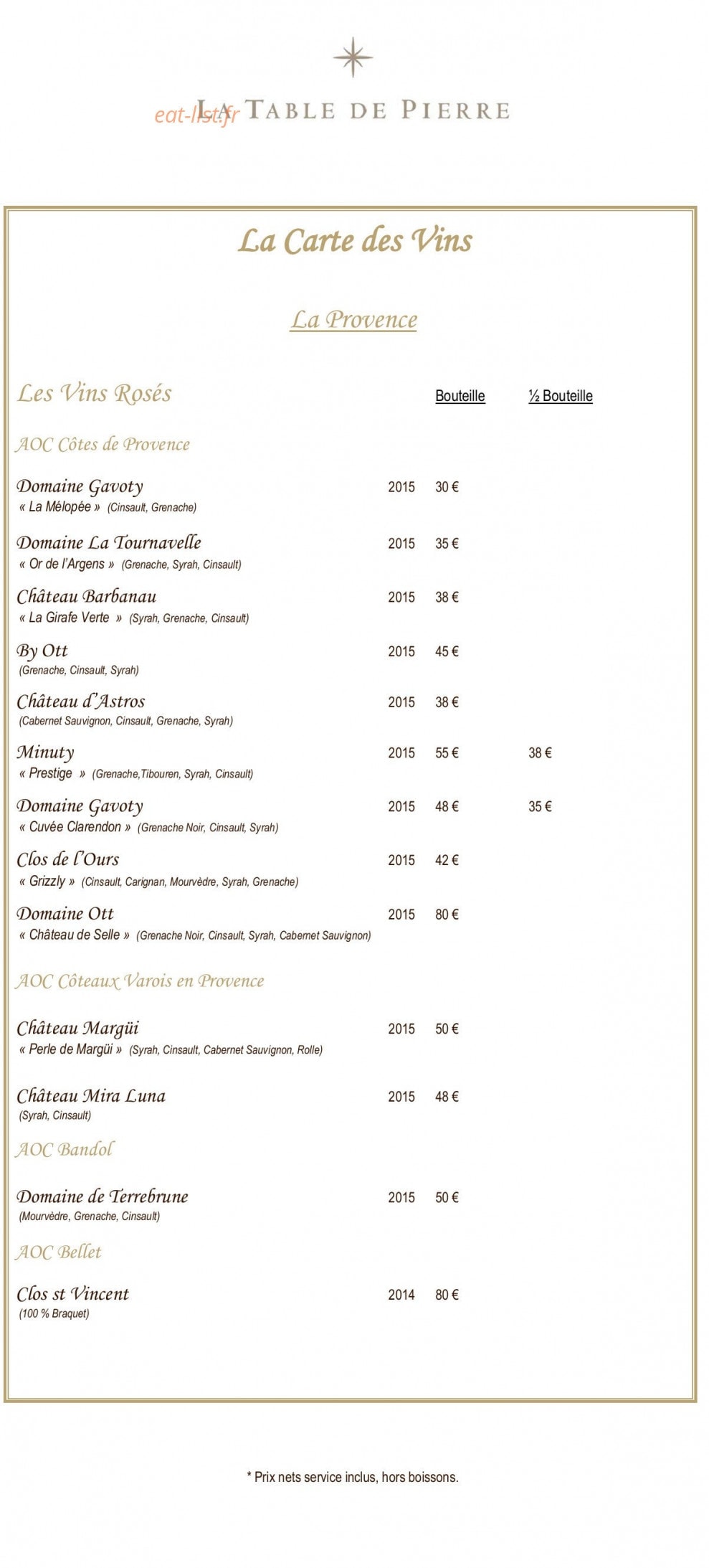 La Table de Pierre — carte page 7